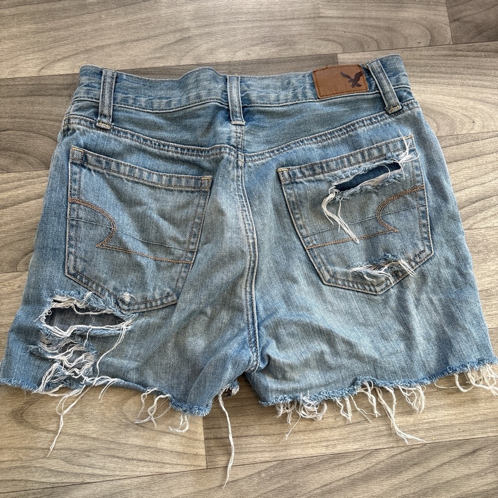 Distressed Light Blue Denim American Eagle shorts